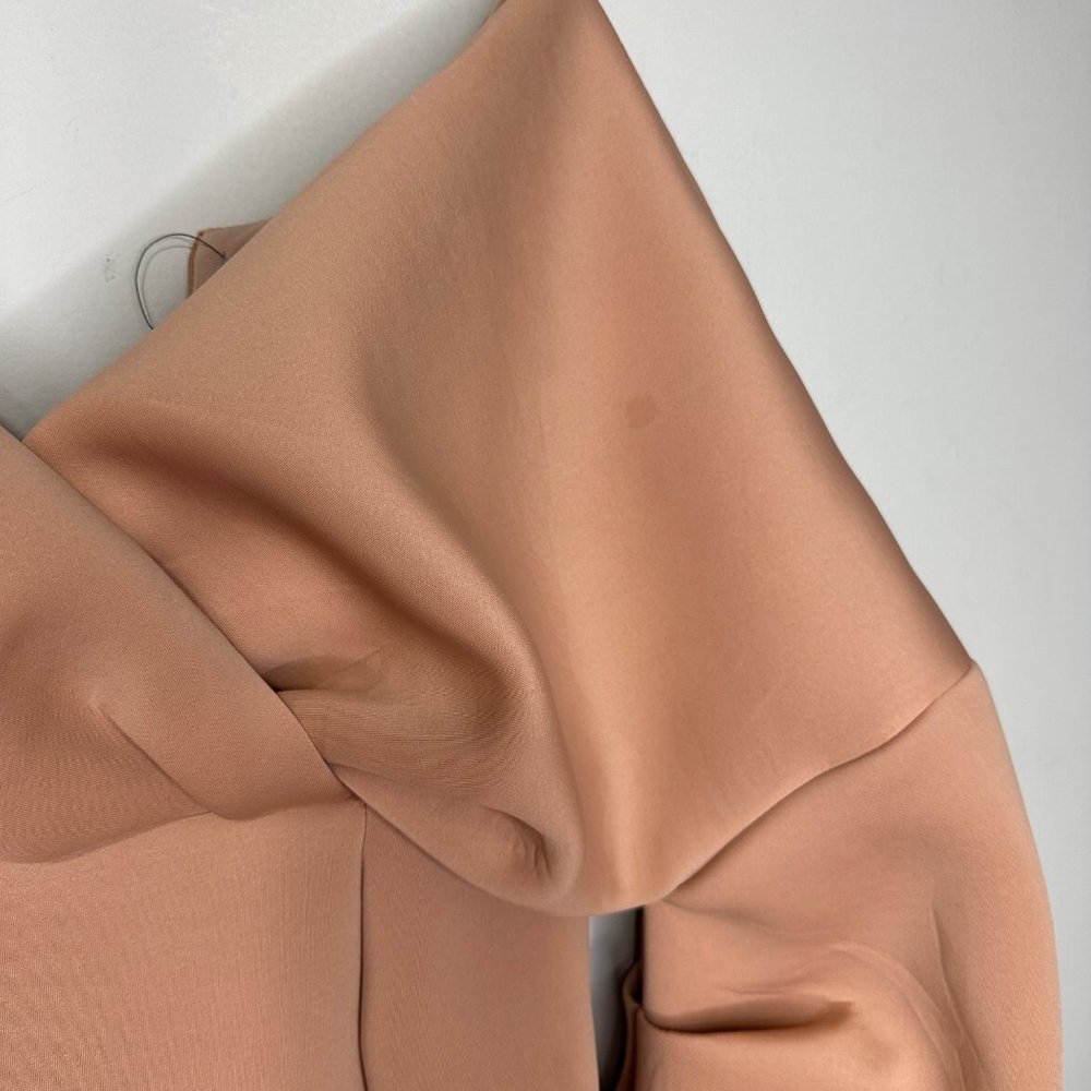 ASOS Maternity Fallen Shoulder Pleated Puff Sleeve Pencil Midi Dress‎ Rose Sz 8 - Picture 6 of 13
